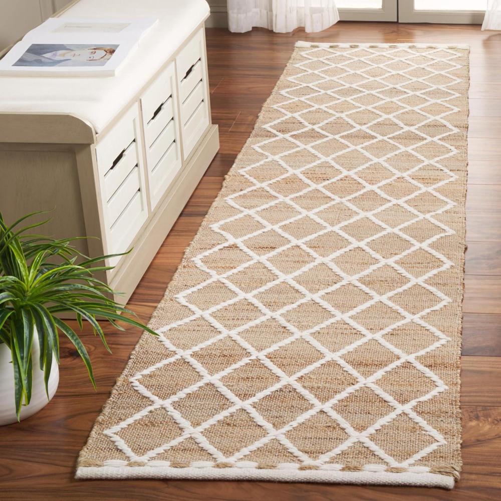 image:imageSAFAVIEH Area Rug 8x10  Natural Fiber Collection  Large  Natural amp Ivory Handmade Wool amp Jute Farmhouse Style Ideal for Living Room Bedroom Dining Space NFB278ANaturalIvory