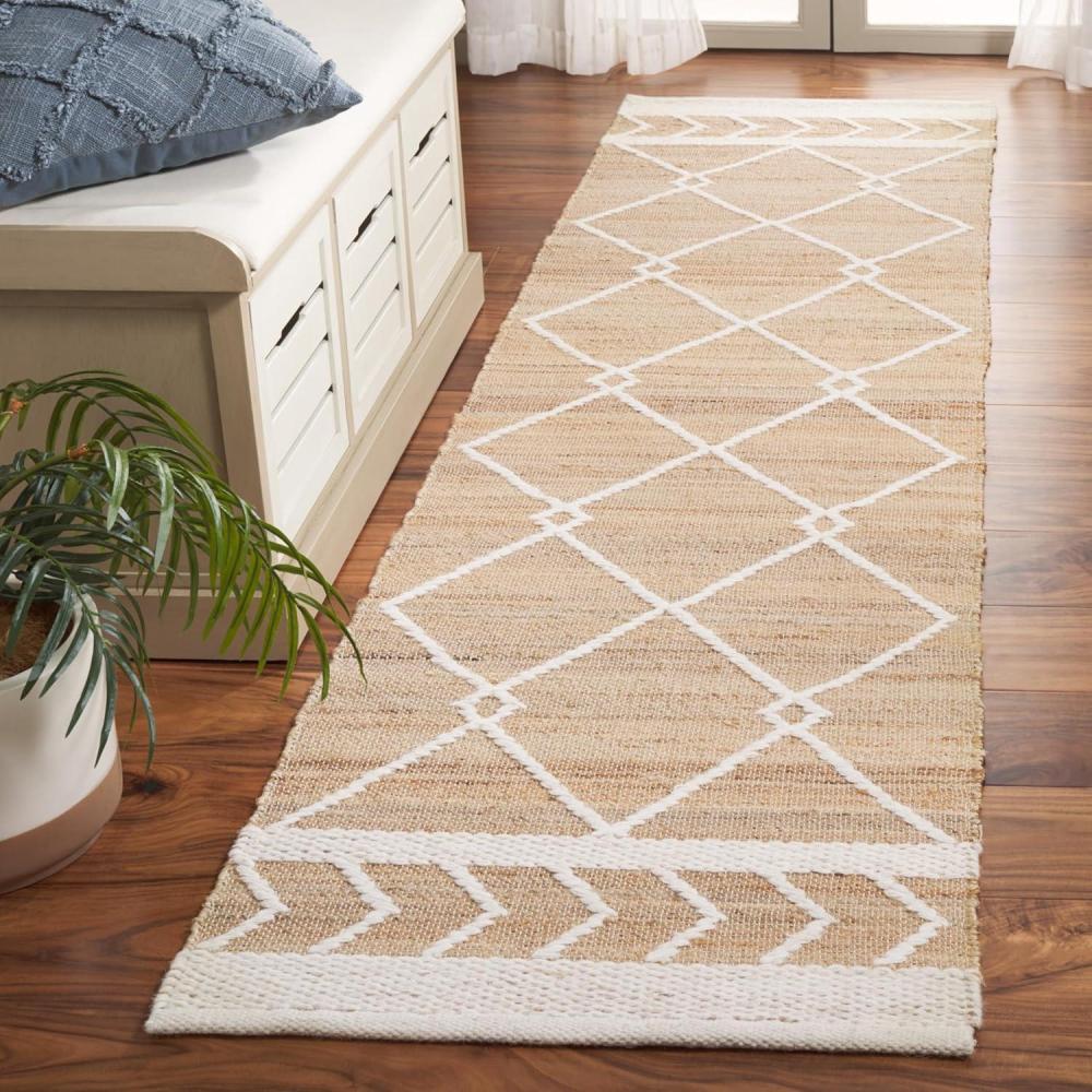 image:imageSAFAVIEH Area Rug 8x10 Natural Fiber Collection Large Natural amp Ivory Handmade Wool amp Jute Farmhouse Style Ideal for Living Room Bedroom Dining Space NFB277ANaturalIvory