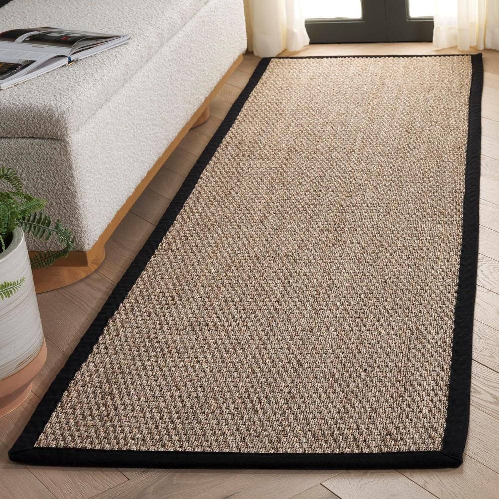 image:imageSAFAVIEH Area Rug 8x10 Natural Fiber Collection Large Natural amp Ivory Seagrass Ideal for Living Room Bedroom Dining Space NF111JNaturalBlack