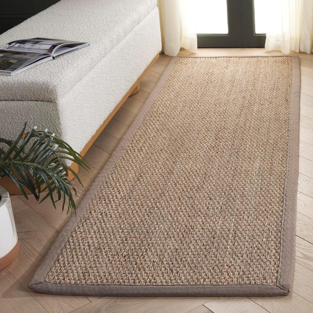 image:imageSAFAVIEH Area Rug 8x10 Natural Fiber Collection Large Natural amp Ivory Seagrass Ideal for Living Room Bedroom Dining Space NF111JNaturalGrey