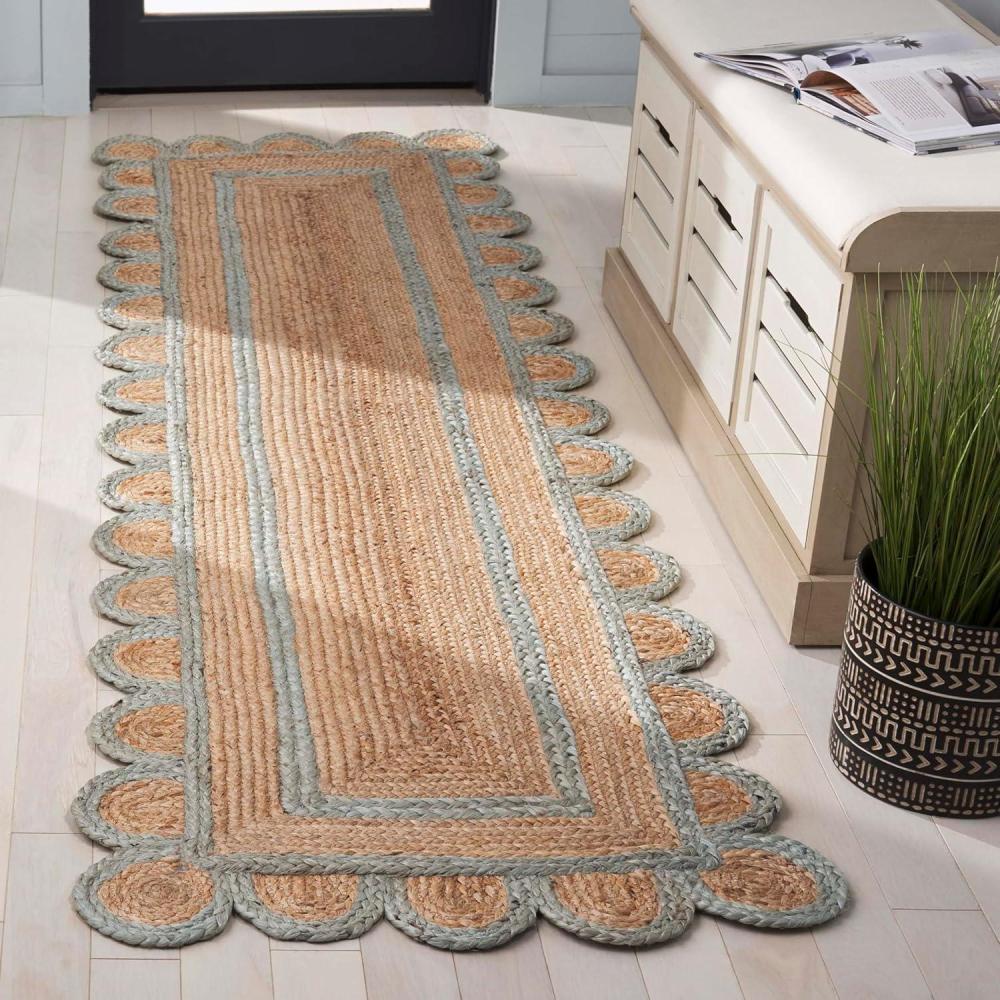 image:imageSAFAVIEH Area Rug 8x10 Natural Fiber Collection Large Natural amp Olive Handmade Jute Ideal for Living Room Bedroom Dining Space NFB125XNaturalLight Blue