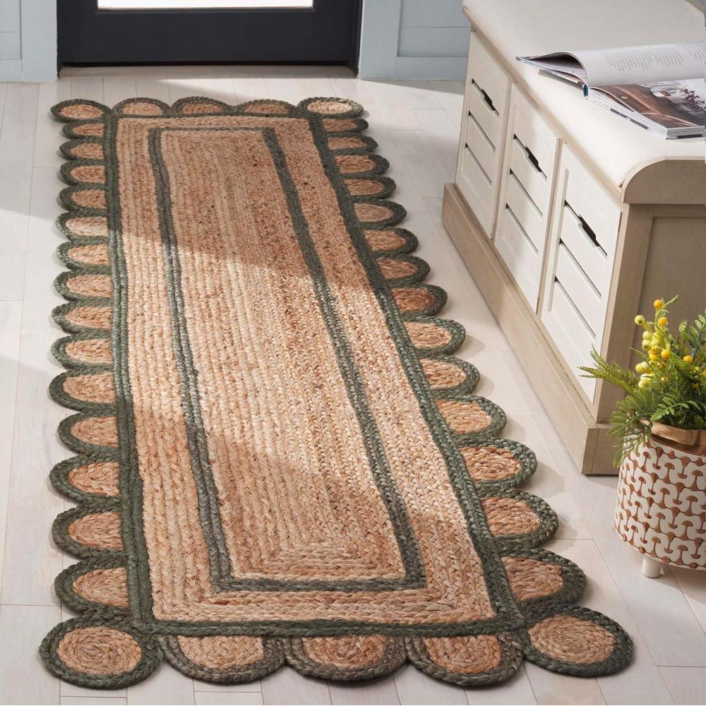 image:imageSAFAVIEH Area Rug 8x10 Natural Fiber Collection Large Natural amp Olive Handmade Jute Ideal for Living Room Bedroom Dining Space NFB125XNaturalOlive