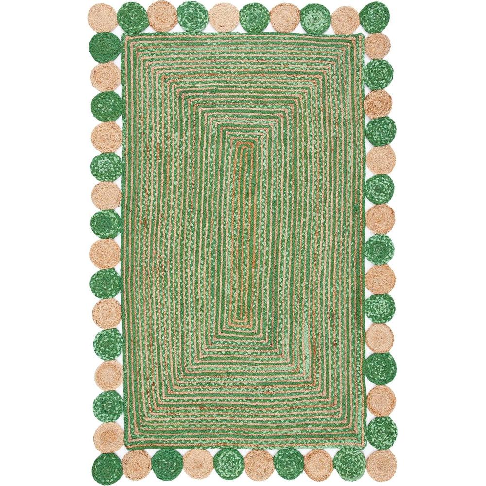 image:imageSAFAVIEH Cape Cod Collection 8 x 10 Green Natural CAP201Y Handmade Boho Braided Jute amp Cotton Living Room Dining Bedroom Area RugGreenNatural