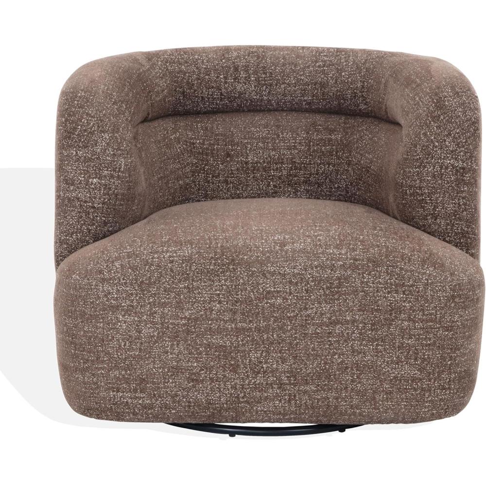 image:imageSAFAVIEH Couture  Joangela Barrel Back Swivel Accent Chair  Taupe Chenille  Fully Assembled Solid Wood  Ideal for Living Room Bedroom 35 W x 328 D x 285 H SFV4887ADark Brown