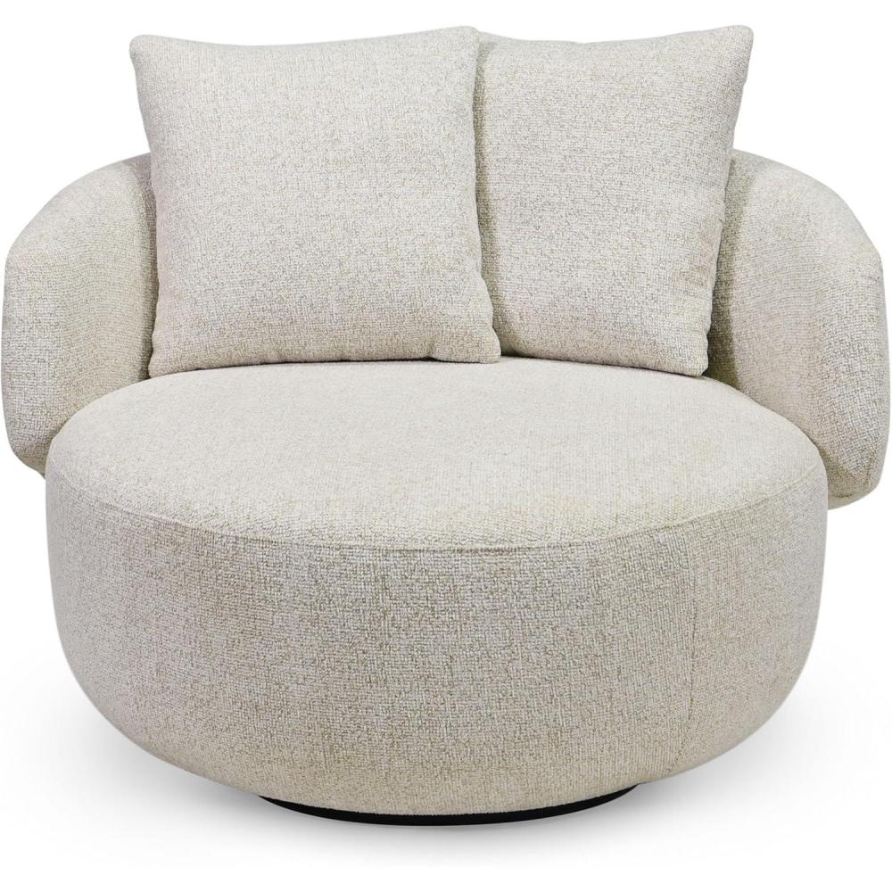 image:imageSAFAVIEH Couture  Karolie Swivel Accent Chair  Light Brown Performance Fabric  Fully Assembled  Ideal for Living Room Bedroom 177 Seat Height SFV2407ATaupe