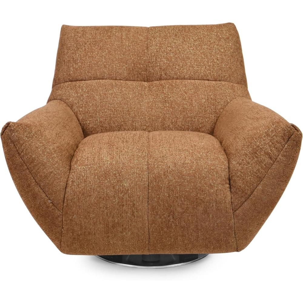 image:imageSAFAVIEH Couture Layletta Swivel Accent Chair Brown Performance Fabric Fully Assembled Ideal for Living Room Bedroom 17 Seat Height SFV2409BBrown