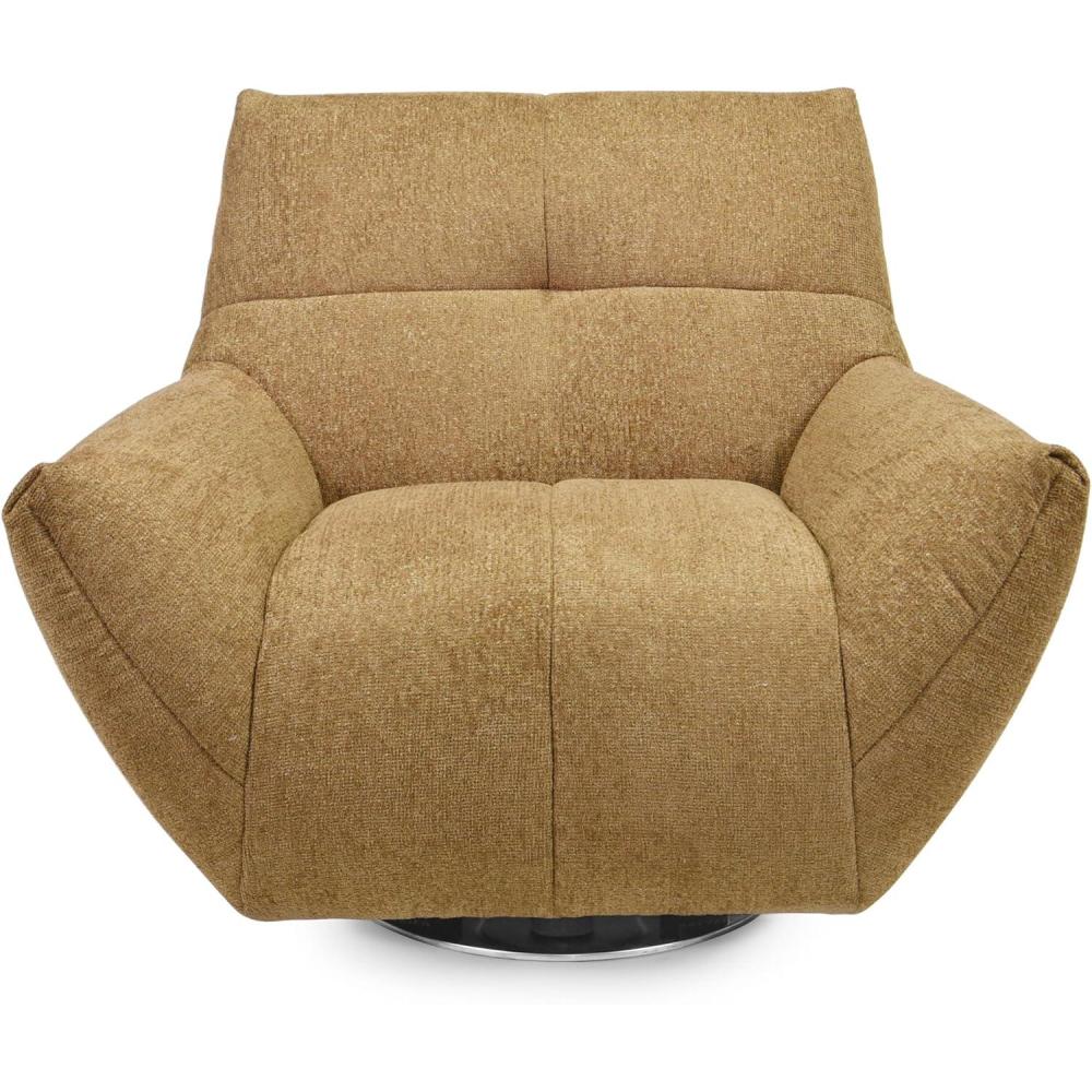 image:imageSAFAVIEH Couture Layletta Swivel Accent Chair Brown Performance Fabric Fully Assembled Ideal for Living Room Bedroom 17 Seat Height SFV2409BLight Brown