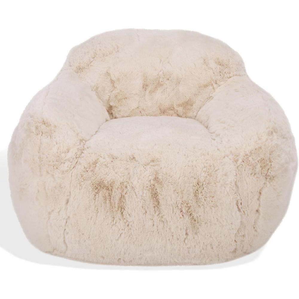 image:imageSAFAVIEH Couture Collection Lorianna Cream Faux Fur Bean Bag Chair Oversized Lounge Seating Fully Assembled Made in USA SFV2010ACreme
