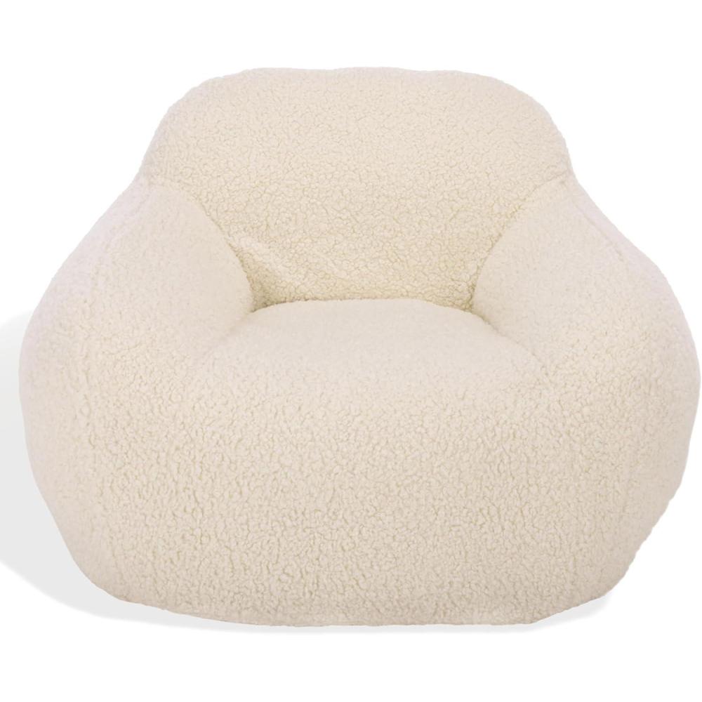 image:imageSAFAVIEH Couture Collection  Lorianna Cream Faux Fur Bean Bag Chair Oversized Lounge Seating Fully Assembled Made in USA SFV2010AWhite