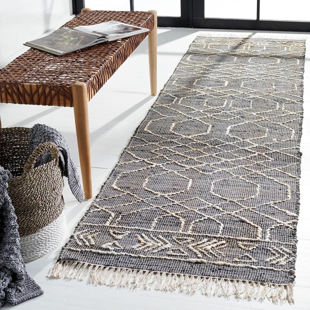 image:imageSAFAVIEH Natural Fiber Collection 8 x 10 BlackIvory NFB406Z Handmade Boho Fringe Jute Living Room Dining Bedroom Area RugBlackIvory
