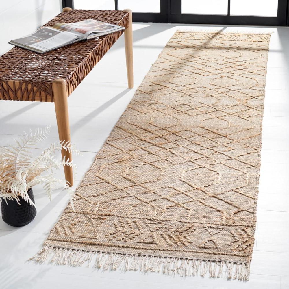 image:imageSAFAVIEH Natural Fiber Collection 8 x 10 Natural Beige NFB407A Handmade Boho Fringe Jute Living Room Dining Bedroom Area RugNaturalBeige