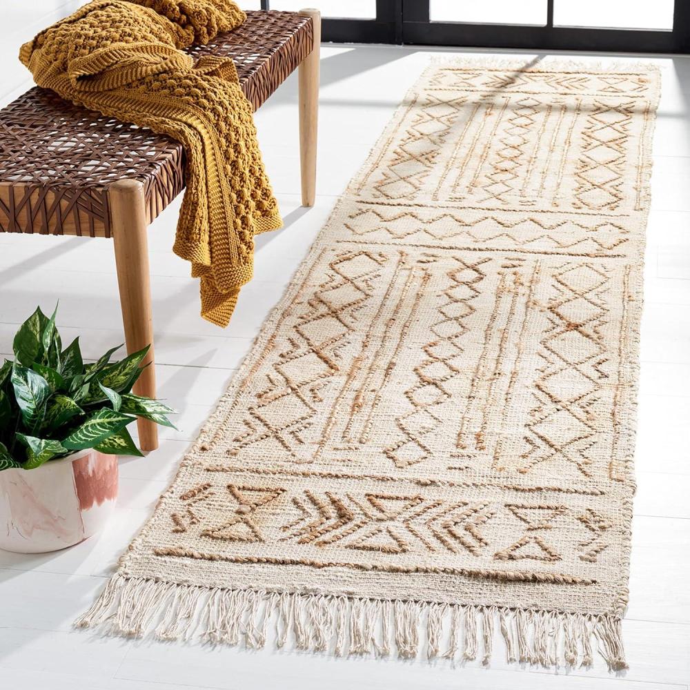 image:imageSAFAVIEH Natural Fiber Collection 8 x 10 Natural Beige NFB409A Handmade Boho Fringe Jute Living Room Dining Bedroom Area RugNaturalBeige