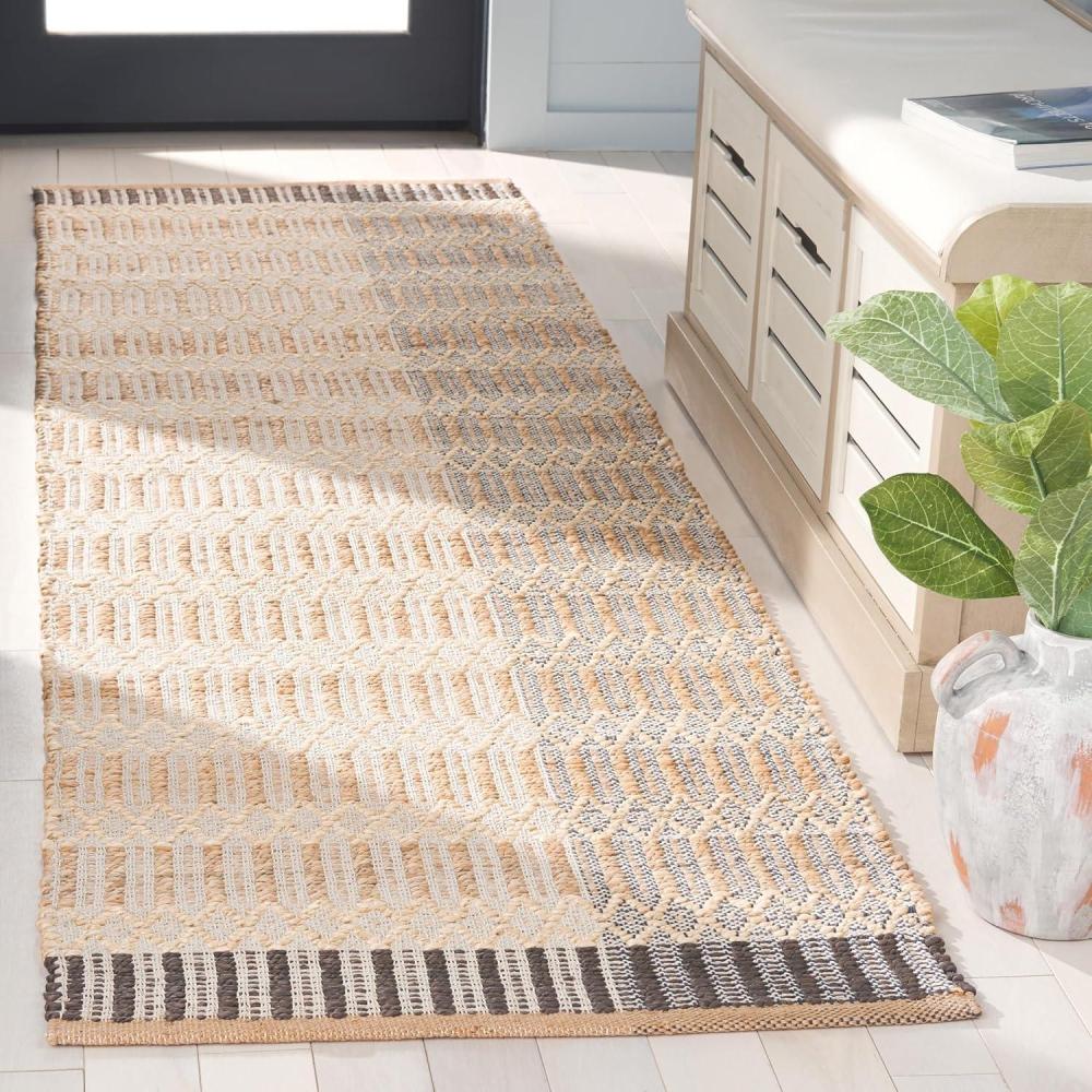 image:imageSAFAVIEH Natural Fiber Collection Area Rug 6 x 9 Natural amp Charcoal Handmade Jute Ideal for The Living Room Bedroom Dining Room NF852H6NaturalCharcoal