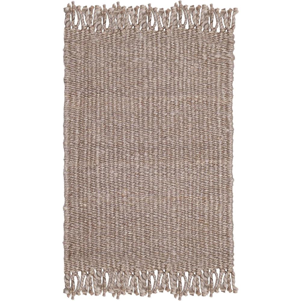 image:imageSAFAVIEH Natural Fiber Collection Area Rug 8 x 10 Blue Handmade Boho Fringe Woven Jute Ideal for High Traffic Areas in Living Room Bedroom NF368EGrey