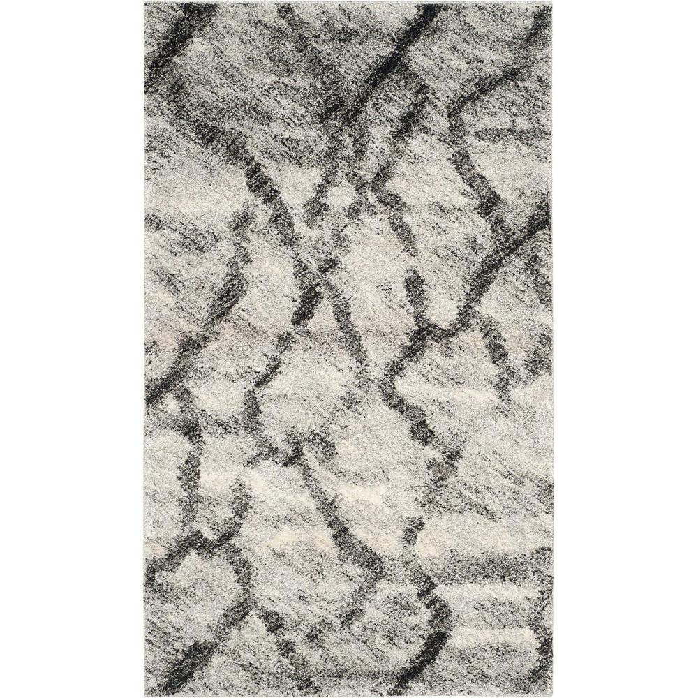 image:imageSAFAVIEH Retro Collection Area Rug  53 x 8 Blue amp Dark Blue Modern Abstract Design NonShedding amp Easy Care Ideal for High Traffic Areas in Living Room Bedroom RET21446570Light GreyBlack
