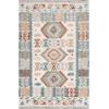SAFAVIEH Area Rug 8×10 – Natural Fiber Collection – Large – Natural & Beige, Handmade Flat Weave Jute & Wool, Farmhouse Geometric Design, Ideal for Living Room, Bedroom, Dining Space (NF381A)(Ivory/Blue)