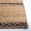 SAFAVIEH Area Rug 8×10 – Natural Fiber Collection – Large – Natural & Brown, Handmade Braided Jute, Stripe Pattern, Ideal for Living Room, Bedroom, Dining Space (NFB262T)(Natural/Black)