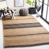 SAFAVIEH Area Rug 8×10 – Natural Fiber Collection – Large – Natural & Brown, Handmade Braided Jute, Stripe Pattern, Ideal for Living Room, Bedroom, Dining Space (NFB262T)(Natural/Black)