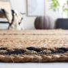 SAFAVIEH Area Rug 8×10 – Natural Fiber Collection – Large – Natural & Brown, Handmade Braided Jute, Stripe Pattern, Ideal for Living Room, Bedroom, Dining Space (NFB262T)(Natural/Black)