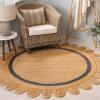 SAFAVIEH Area Rug 8×10 – Natural Fiber Collection – Large – Natural & Ivory, Handmade Jute, Rustic Farmhouse Style, Ideal for Living Room, Bedroom, Dining Space (NF896A)(Natural/Blue)