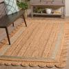 SAFAVIEH Area Rug 8×10 – Natural Fiber Collection – Large – Natural & Ivory, Handmade Jute, Rustic Farmhouse Style, Ideal for Living Room, Bedroom, Dining Space (NF896A)(Natural/Light Blue)