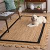 SAFAVIEH Area Rug 8×10 – Natural Fiber Collection – Large – Natural & Ivory, Handmade Jute, Rustic Farmhouse Style, Ideal for Living Room, Bedroom, Dining Space (NF896A)(Natural/Black)