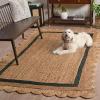 SAFAVIEH Area Rug 8×10 – Natural Fiber Collection – Large – Natural & Ivory, Handmade Jute, Rustic Farmhouse Style, Ideal for Living Room, Bedroom, Dining Space (NF896A)(Natural/Dark Green)