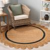 SAFAVIEH Area Rug 8×10 – Natural Fiber Collection – Large – Natural & Ivory, Handmade Jute, Rustic Farmhouse Style, Ideal for Living Room, Bedroom, Dining Space (NF896A)(Natural/Dark Green)