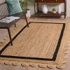 SAFAVIEH Area Rug 8×10 – Natural Fiber Collection – Large – Natural & Ivory, Handmade Jute, Rustic Farmhouse Style, Ideal for Living Room, Bedroom, Dining Space (NF896A)(Natural/Black)
