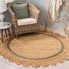 SAFAVIEH Area Rug 8×10 – Natural Fiber Collection – Large – Natural & Ivory, Handmade Jute, Rustic Farmhouse Style, Ideal for Living Room, Bedroom, Dining Space (NF896A)(Natural/Light Green)