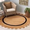 SAFAVIEH Area Rug 8×10 – Natural Fiber Collection – Large – Natural & Ivory, Handmade Jute, Rustic Farmhouse Style, Ideal for Living Room, Bedroom, Dining Space (NF896A)(Natural/Black)