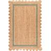 SAFAVIEH Area Rug 8×10 – Natural Fiber Collection – Large – Natural & Ivory, Handmade Jute, Rustic Farmhouse Style, Ideal for Living Room, Bedroom, Dining Space (NF896A)(Natural/Light Green)
