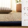 SAFAVIEH Area Rug 8×10 – Natural Fiber Collection – Large – Natural & Ivory, Seagrass, Ideal for Living Room, Bedroom, Dining Space (NF111J)(Natural/Navy Blue)