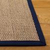 SAFAVIEH Area Rug 8×10 – Natural Fiber Collection – Large – Natural & Ivory, Seagrass, Ideal for Living Room, Bedroom, Dining Space (NF111J)(Natural/Navy Blue)