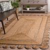 SAFAVIEH Area Rug 8×10 – Natural Fiber Collection – Large – Natural & Olive, Handmade Jute, Ideal for Living Room, Bedroom, Dining Space (NFB125X)(Natural/Grey)