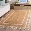 SAFAVIEH Area Rug 8×10 – Natural Fiber Collection – Large – Natural & Olive, Handmade Jute, Ideal for Living Room, Bedroom, Dining Space (NFB125X)(Natural/Ivory)