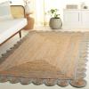 SAFAVIEH Area Rug 8×10 – Natural Fiber Collection – Large – Natural & Olive, Handmade Jute, Ideal for Living Room, Bedroom, Dining Space (NFB125X)(Natural/Light Blue)