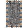 SAFAVIEH Cape Cod Collection 8′ x 10′ Green / Natural CAP201Y Handmade Boho Braided Jute & Cotton Living Room Dining Bedroom Area Rug(Blue/Beige)
