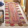 SAFAVIEH Cape Cod Collection 8′ x 10′ Green / Natural CAP201Y Handmade Boho Braided Jute & Cotton Living Room Dining Bedroom Area Rug(Red/Multi)