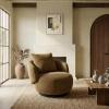 SAFAVIEH Couture – Hannalisa Swivel Accent Chair – Light Brown Performance Fabric – Fully Assembled – Ideal for Living Room, Bedroom, 16.5″ Seat Height (SFV2408A)(Light Brown)
