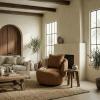 SAFAVIEH Couture – Hannalisa Swivel Accent Chair – Light Brown Performance Fabric – Fully Assembled – Ideal for Living Room, Bedroom, 16.5″ Seat Height (SFV2408A)(Brown)