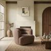 SAFAVIEH Couture – Joangela Barrel Back Swivel Accent Chair – Taupe Chenille – Fully Assembled, Solid Wood – Ideal for Living Room, Bedroom, 35″ W x 32.8″ D x 28.5″ H (SFV4887A)(Dark Brown)