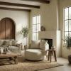 SAFAVIEH Couture – Karolie Swivel Accent Chair – Light Brown Performance Fabric – Fully Assembled – Ideal for Living Room, Bedroom, 17.7″ Seat Height (SFV2407A)(Taupe)