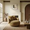 SAFAVIEH Couture – Karolie Swivel Accent Chair – Light Brown Performance Fabric – Fully Assembled – Ideal for Living Room, Bedroom, 17.7″ Seat Height (SFV2407A)(Light Brown)