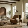 SAFAVIEH Couture – Layletta Swivel Accent Chair – Brown Performance Fabric – Fully Assembled – Ideal for Living Room, Bedroom, 17″ Seat Height (SFV2409B)(Brown)