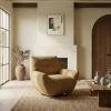 SAFAVIEH Couture – Layletta Swivel Accent Chair – Brown Performance Fabric – Fully Assembled – Ideal for Living Room, Bedroom, 17″ Seat Height (SFV2409B)(Light Brown)