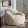 SAFAVIEH Couture Collection – Lorianna Cream Faux Fur Bean Bag Chair, Oversized Lounge Seating, Fully Assembled, Made in USA (SFV2010A)(Creme)
