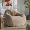 SAFAVIEH Couture Collection – Lorianna Cream Faux Fur Bean Bag Chair, Oversized Lounge Seating, Fully Assembled, Made in USA (SFV2010A)(Light Brown)