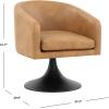 SAFAVIEH Couture Collection Gonzalez Mid-Century Modern Light Brown Faux Leather/Black Pedestal Chair(Light Brown/Black)