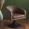 SAFAVIEH Couture Collection Gonzalez Mid-Century Modern Light Brown Faux Leather/Black Pedestal Chair(Light Brown/Black)